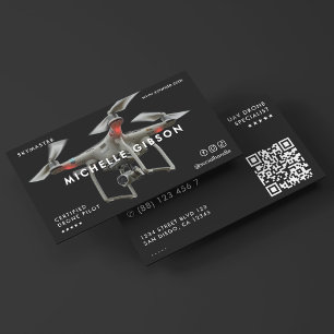 Carte De Visite Opérateur de drone minimal UAV Professionnel Gris 