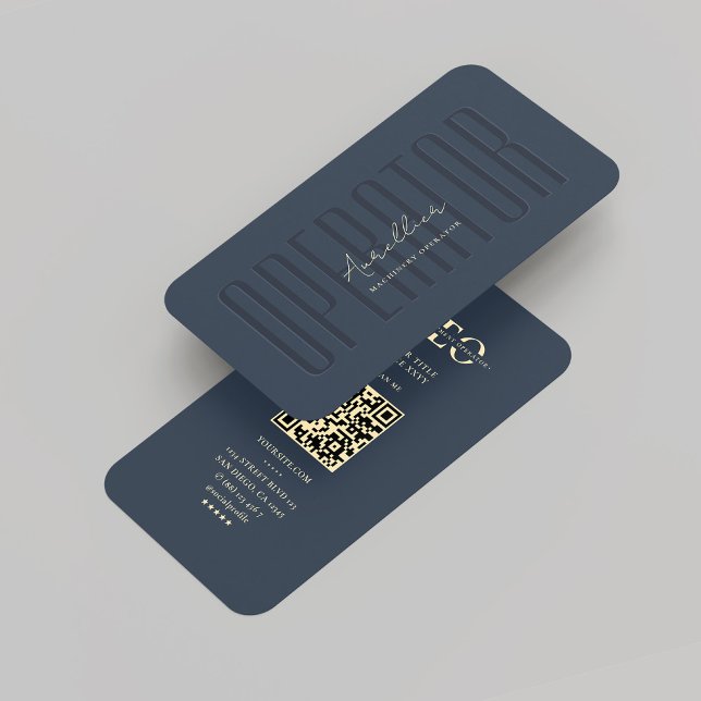 Carte De Visite Opérateur d'équipement lourd moderne Monogramme bl (Modern Heavy Equipment Operator Monogram Dark Blue Business Card
)