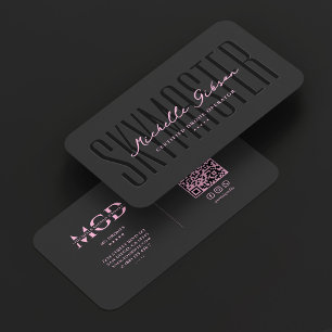 Carte De Visite Opérateur UAV Minimal Rose Noir Pilote de Drone
