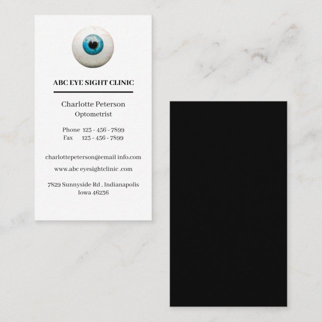 Carte De Visite Ophtalmologiste de l'eyeball -Optométriste (Devant / Derrière)