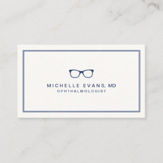 Carte De Visite Ophtalmologiste Marine Blue et Ivory Lunettes de v
