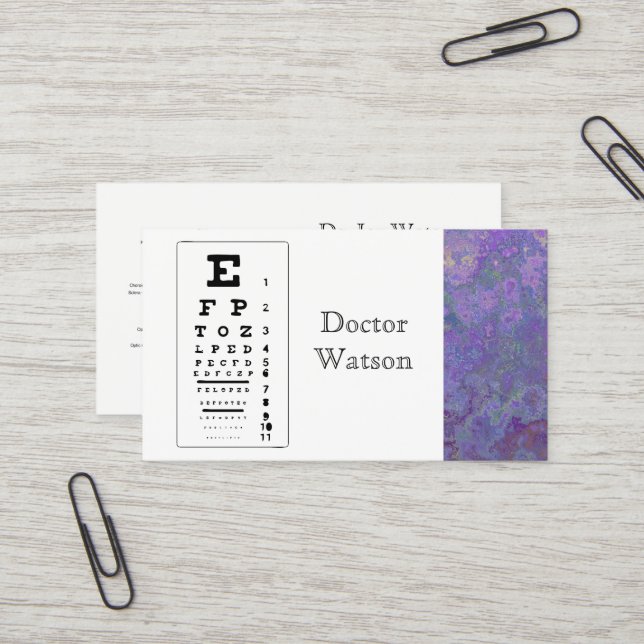 Carte De Visite Ophtalmologue optométriste (Devant/Arrière en situation)