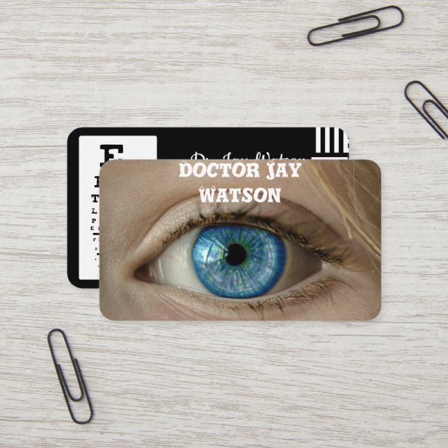 Carte De Visite Ophthalmologue optométriste (Devant/Arrière en situation)
