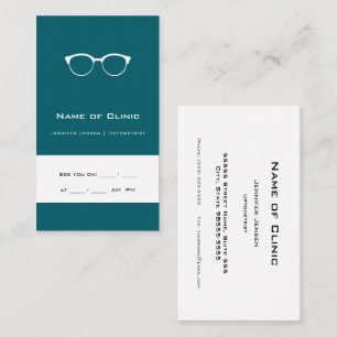 Carte De Visite Optométrie Optométriste Turquoise moderne lunettes