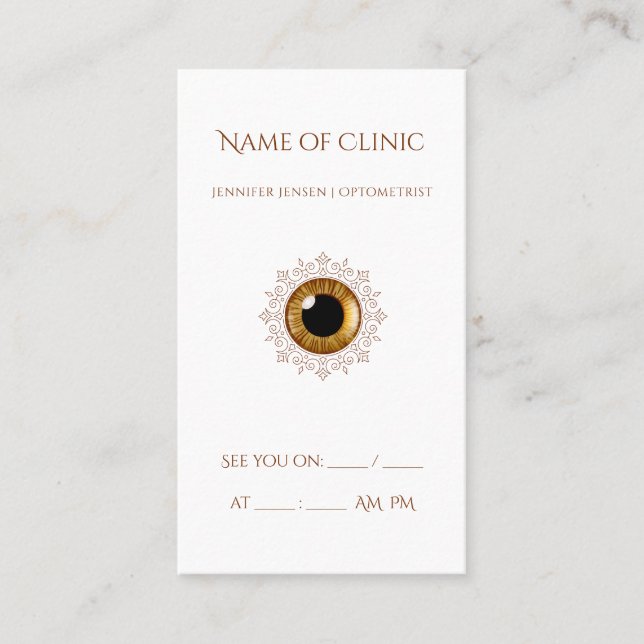 Carte De Visite Optométrie professionnelle Rendez-vous oeil Brown (Devant)