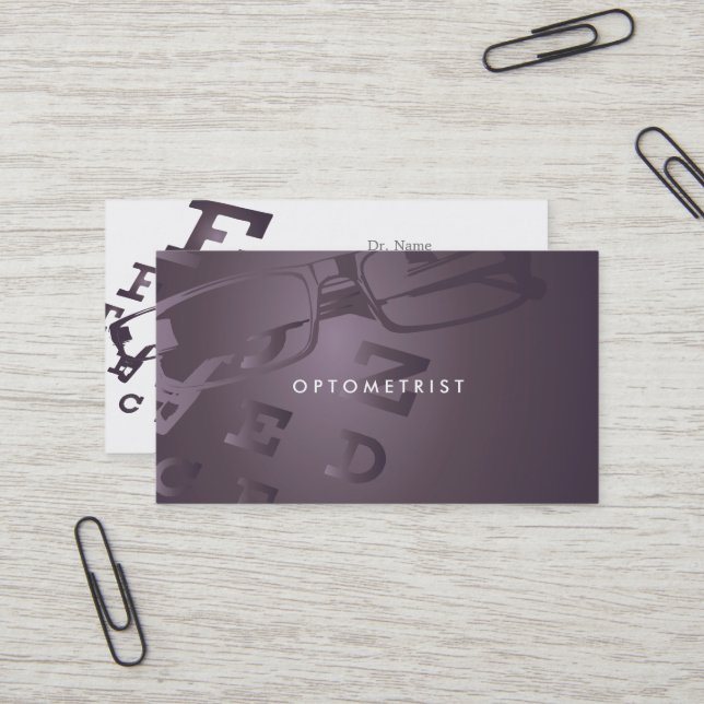 Carte de visite optométriste (Devant/Arrière en situation)