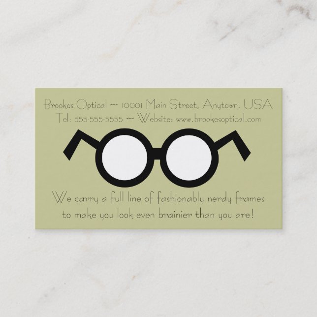 Carte De Visite Optométriste moderne Nerdy Rond Lunettes noires (Devant)