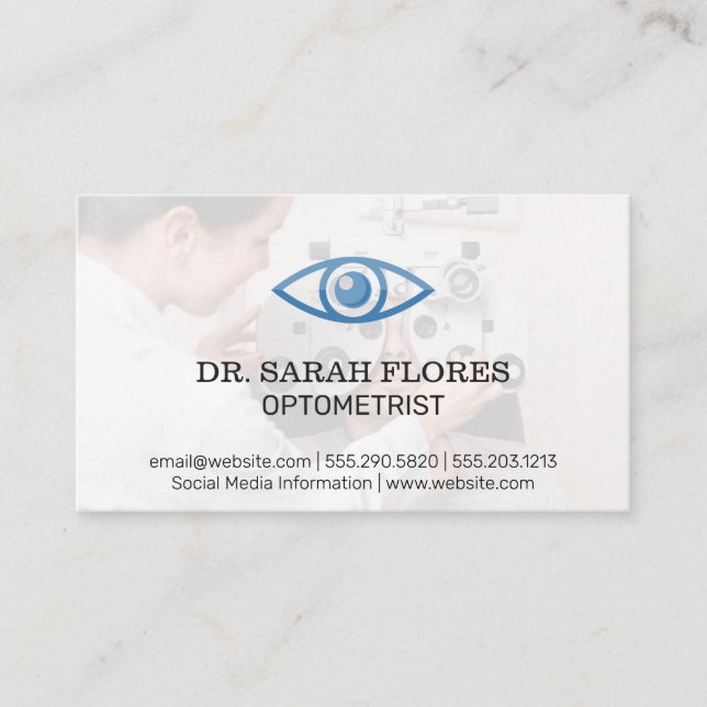 Carte De Visite Optométriste | Phoropter | Icône oeil (Devant)