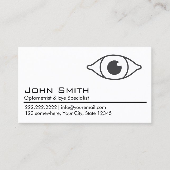 Carte De Visite Optométriste professionnel et soins des yeux (Devant)