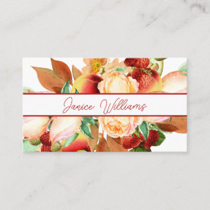 Carte de visite opulent de fraises et de fleurs