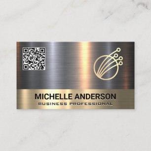 Carte De Visite Or Argent métallique Logo technique Code QR