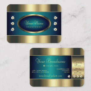 Carte De Visite Or Attrayant Or Teal avec Rhinestones Brillants