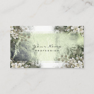 Carte De Visite Or blanc en bon état floral d'or vert d'événeme