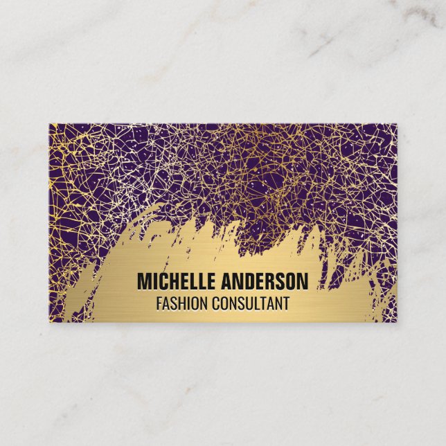 Carte De Visite Or brossé | Gold Purple Texture (Devant)