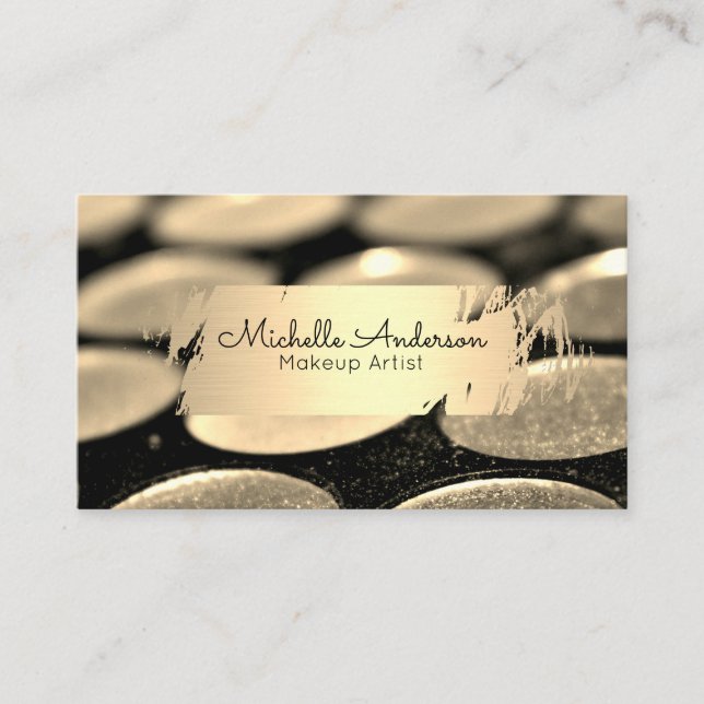 Carte De Visite Or brossé | Palette de maquillage | Beautician (Devant)