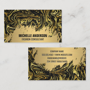 Carte De Visite Or brossé   Texture déformée en marbre