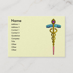 Carte De Visite OR CADUCEUS Médicale Symbole crème Pearl