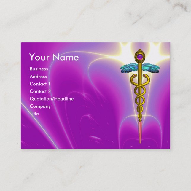 Carte De Visite OR CADUCEUS SERVICE MÉDICALE, DOCTEUR rose violet (Devant)