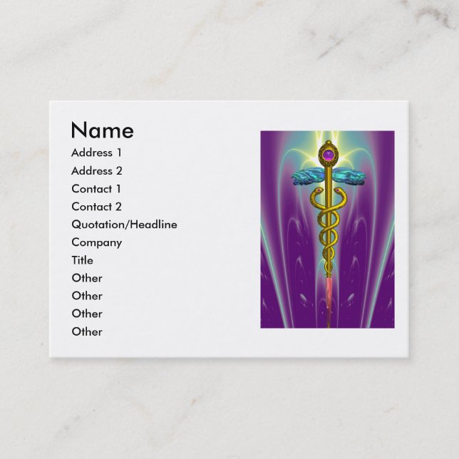 Carte De Visite OR CADUCUS, DOCTEUR, SERVICE MÉDICALE Purple Green (Devant)