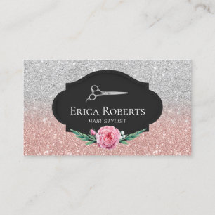 Carte De Visite Or de coiffeur et cheveux roses Slon de parties