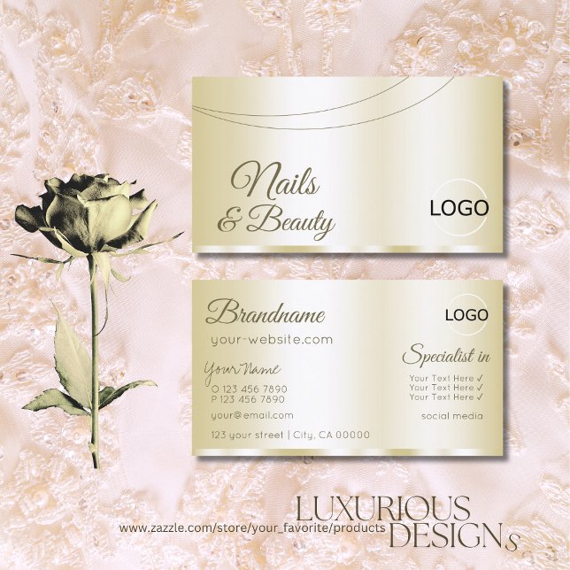 Carte De Visite Or de luxe glamour avec logo professionnel (Créateur téléchargé)