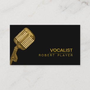 Carte De Visite Or de microphone de professeur de musique du DJ de