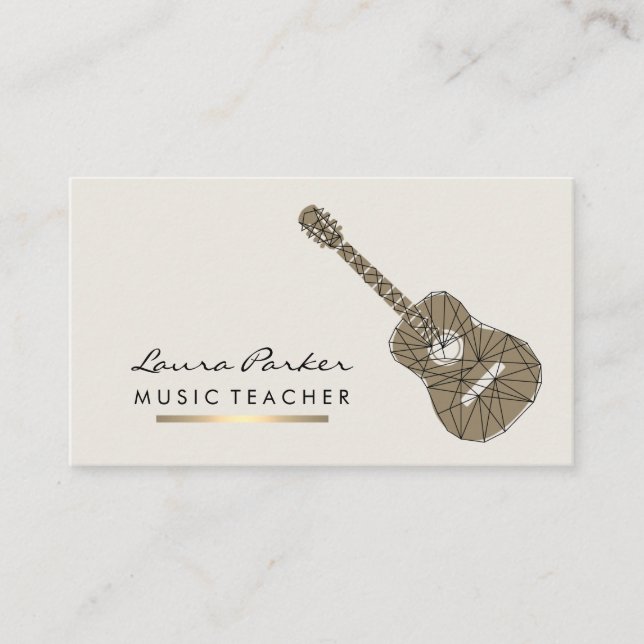 Carte De Visite Or de professeur de musique d'instrument de joueur (Devant)