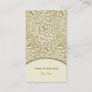 Carte De Visite Or élégant et damassé blanche de Paisley