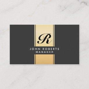 Carte De Visite Or élégant professionnel et noir de monogramme