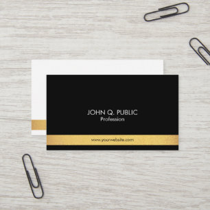 Carte De Visite Or élégant professionnel moderne noir et blanc