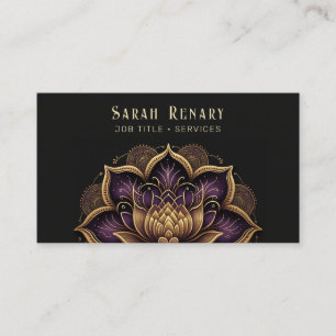 Carte De Visite Or et Améthyste Lotus Flower Black