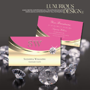 Carte De Visite Or et rose luxueux avec Monogram Luxe Diamond