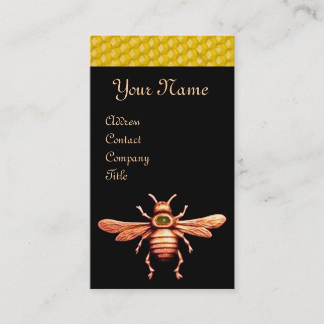 CARTE DE VISITE OR HONEY BEE / BEEKEEPER BEEKEEPER MONOGRAM (Devant)