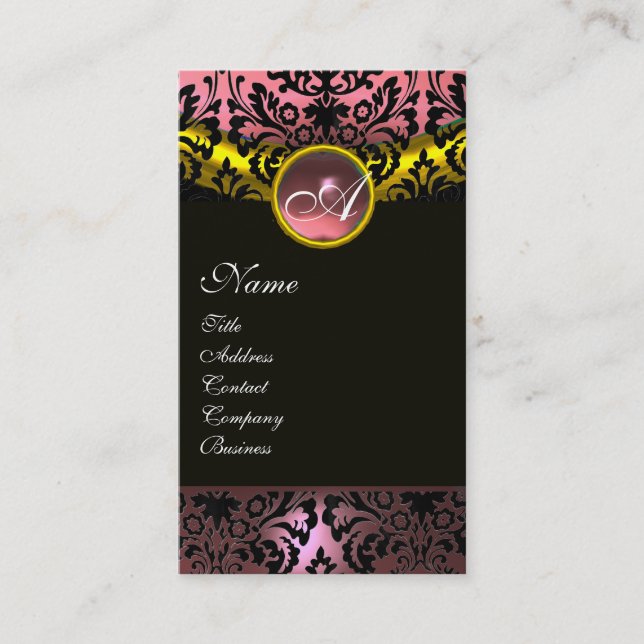 CARTE DE VISITE OR JAUNE ROSE NOIRE AMÉTHYST DOMMASK MONOGRAM (Devant)