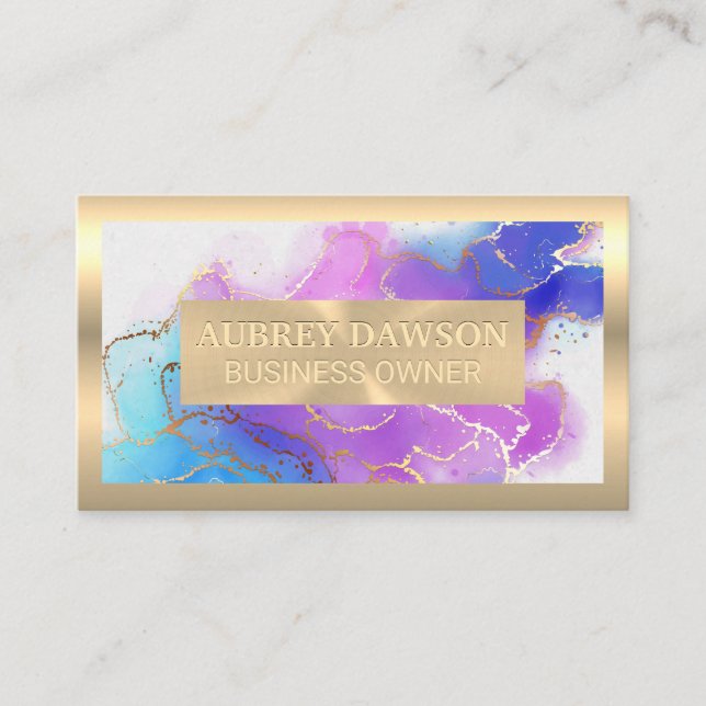 Carte De Visite Or métallique | Aquarelle Gold Foil (Devant)