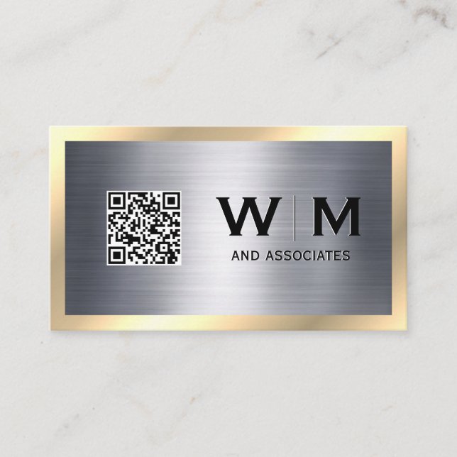 Carte De Visite Or métallique | Sleek | Monogramme (Devant)