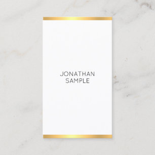 Carte De Visite Or moderne tendance Blanc Simple Modèle élégant