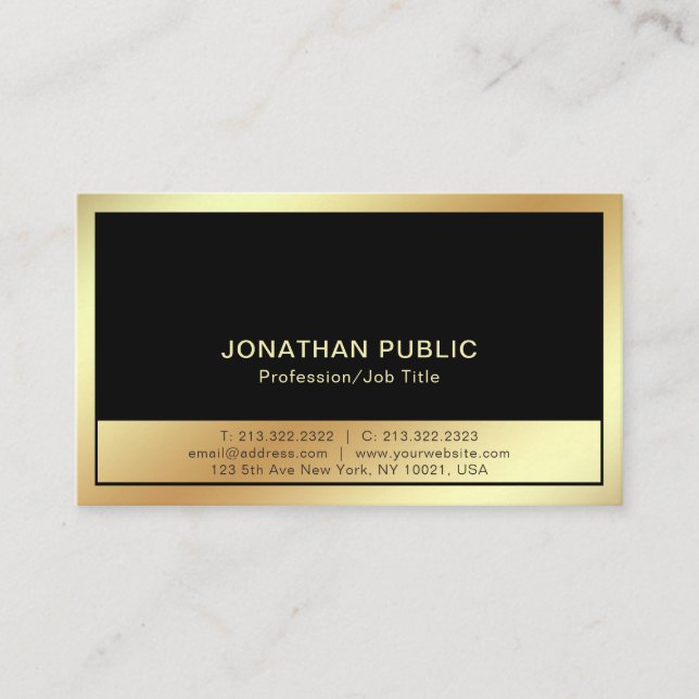 Carte De Visite Or noir moderne professionnel simple sophistiqué (Devant)