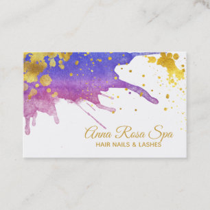Carte De Visite Or pourpre abstrait d'aquarelle de *~*Bold Luxe