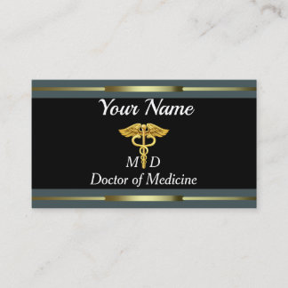 Carte De Visite Or professionnel et noir de docteur en médecine