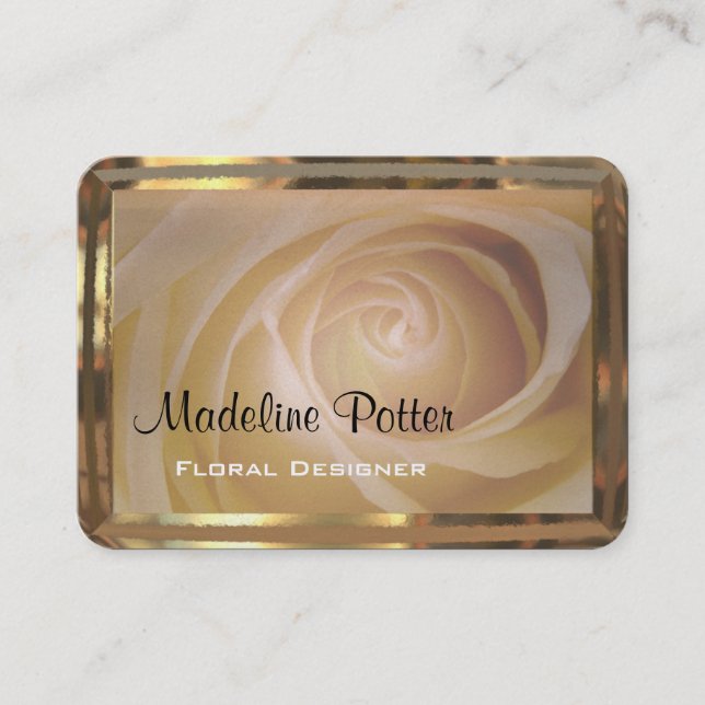 Carte De Visite Or professionnel floral élégant de rosette (Devant)