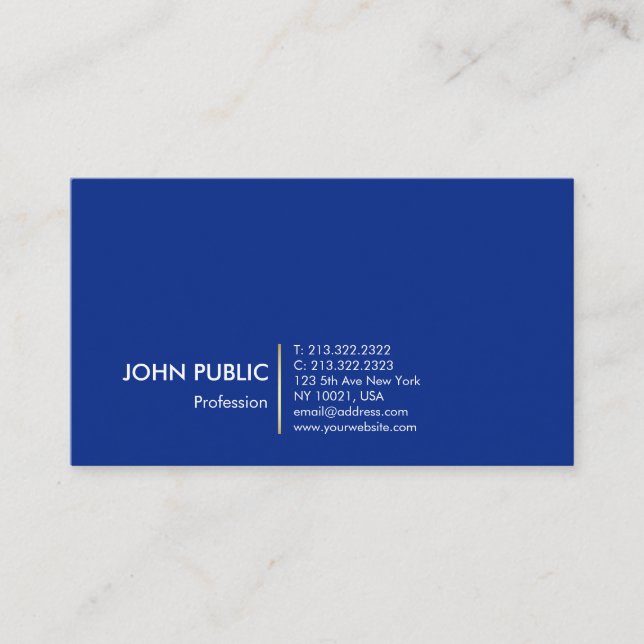 Carte De Visite Or professionnel moderne minimaliste de bleu de (Devant)