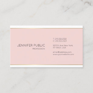 Carte De Visite Or rose blanc élégant Design élégant Plaine tendan