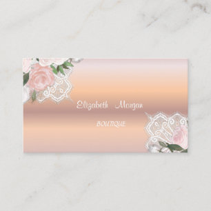 Carte De Visite Or rose, dentelle, aquarelle Fleurs