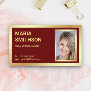 Carte De Visite Or Rose Doré Foncé Agence Immobilière Photo Agent 