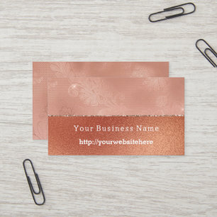 Carte De Visite Or Rose Faux Laçage Floral Nom de l'entreprise sit