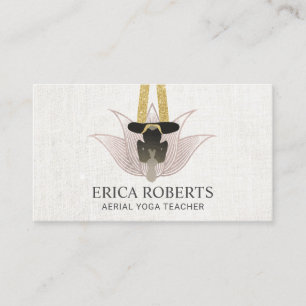 Carte De Visite Or rose Lotus de yoga aérien d'instructeur de yoga