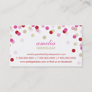 CARTE DE VISITE : : or rose rouge de confettis