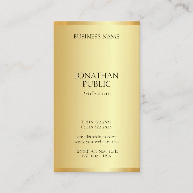 Carte De Visite Or tendance Professionnel Moderne Élégant Simple (Devant)