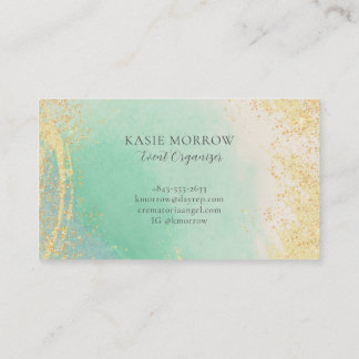 Carte De Visite Or Turquoise élégant